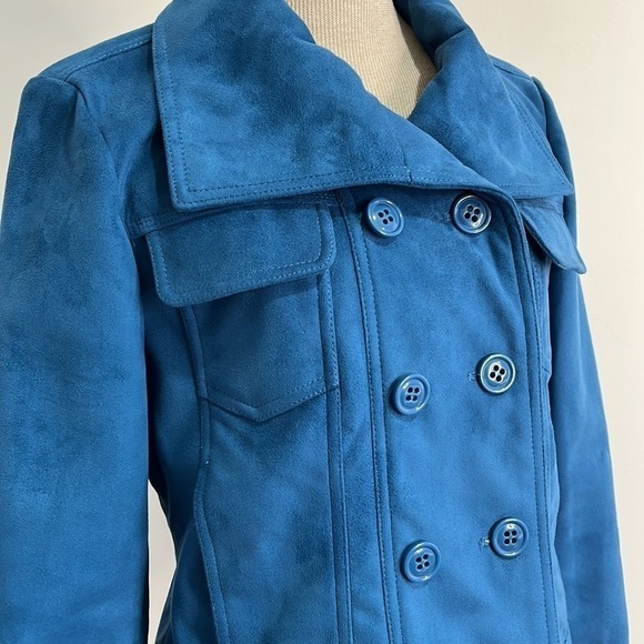 Nine and Company Faux Suede Teal Jacket Coat Plaid Flannel Liner size Medium - Picture 2 of 16